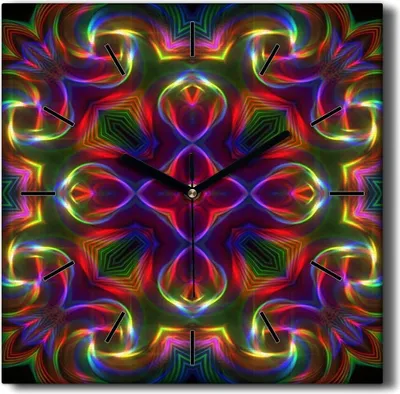 Produktbild von Coloray Hodiny Unikátní 30x30 cm  Tiché hodiny Pro obývací pokoj a kuchyň Nástěnné hodiny Plátno Černé ručičky hodin - Psychedelická iluze