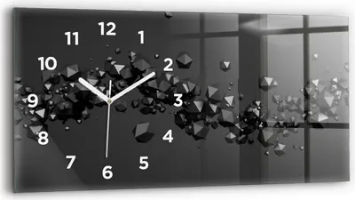 Produktbild von Wallfluent Wanduhr – Stilles Quarzuhrwerk - Uhr Dekoration Wohnzimmer Schlafzimmer Küche - Zifferblatt - weiße Zeiger - 60x30 cm - Schwarze Abstraktion