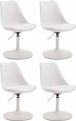 Produktbild von CLP 4er Set Esszimmerstühle Maverick Kunststoff drehbar und stufenlos verstellbar weiß Gestell Farbe weiß