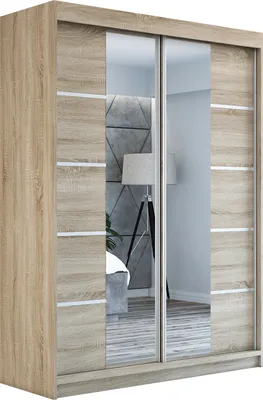 Produktbild von Schwebetürenschrank Kleiderschrank ERO  160 cm Schrank Garderobe Spiegel.Verschiedene Farben (Weiß, Schwarz, Somona). Möbel vom Hersteller!