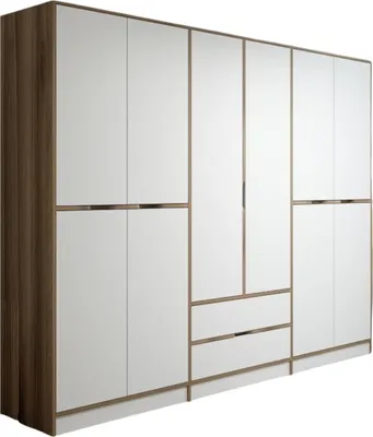 Image de Gaspard - Grande Armoire 277x208h cm Blanc et noyer\ et noyer\, Portemanteau
