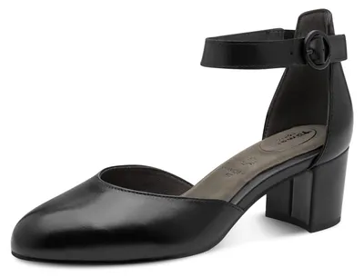 Productafbeelding van Tamaris pumps met brede pasvorm, met leren bandjes, zwart nappa leer, maat 38