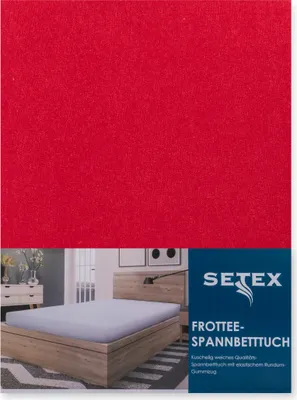 Produktbild von Setex Frottee-Spannbettlaken 90-100 x 200 cm rubin uni, Frottee