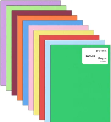 Obrázok produktu pre A4 Farebný Kartón 180gsm, 60 Kusov, 10 Farieb, na Kreslenie, Tlač, Tvorenie