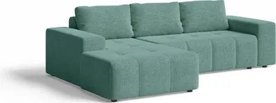 Obrázek produktu pro Rohová sedací souprava s funkcí spaní L – zelená – 264x78x155 cm – levá – pohovka do obývacího pokoje – rozkládací sedací souprava – ORION