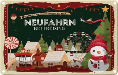 Produktbild von vianmo Blechschild 20x30 cm Weihnachten NEUFAHRN BEI FREISING