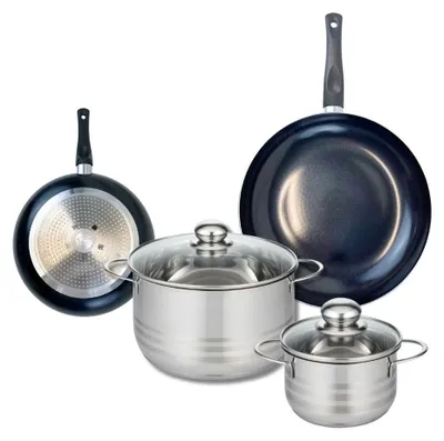4-teiliges Kochtopf-Set mit Antihaftbeschichtung, Edelstahl, Induktion
