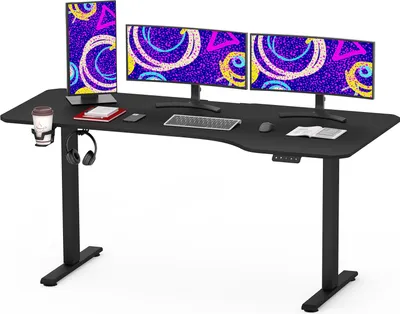 Produktbild von SANODESK QS1 160x75cm Höhenverstellbarer Schreibtisch Elektrisch, Memory- und Timer-Funktion, Anti-Kollisionsschutz, 60 kg Tragkraft Haken (Schwarz)