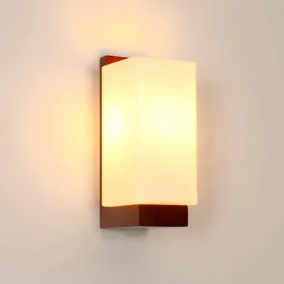 Wandlampe Holz E27, Vintage, Glas, 25x12x10 cm, braun