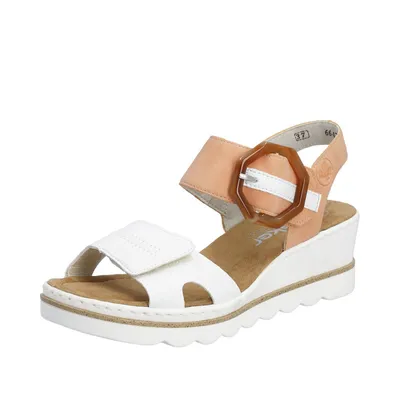 Produktbild von Rieker Damen Sandale Sandalette Schnalle Plateau Keilabsatz 67476, Größe:42 EU, Farbe:Orange
