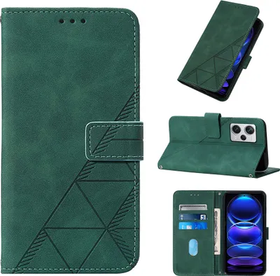 Produktbild von Hülle für Xiaomi Redmi Note 12 Pro+ Prägung Flip Leder Kartenfächer Schutzhülle mit Ständer Grün
