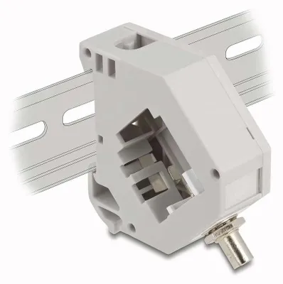 Produktbild von DeLOCK Hutschienenadapter mit Keystone ST Simplex Buchse zu ST Simplex Buchse, Grau, Weiß, ST, ST, Weiblich, Weiblich, Kunststoff