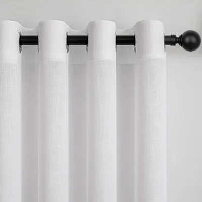 Produktbild von Gardinen 140x240 cm Weiß Leinen mit Ösen für Wohnzimmer und Schlafzimmer