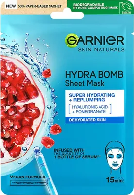 Image de Garnier Skin Naturals Moisture + Aqua Bomb Fabric Mask with Pomegranate Extract 28g