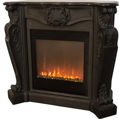 Produktbild von Casa Padrino Luxus Jugendstil Kamin mit LED Kamineinsatz Schwarz 118 x 43 x H. 111 cm - Luxus Elektrokamin Barock Design