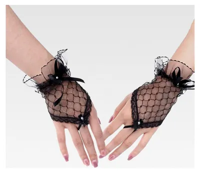 Produktbild von Fingerlose Spitzenhandschuhe für Hochzeiten (Schwarz)