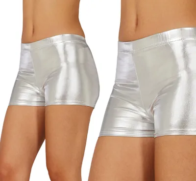 Immagine prodotto di pantaloncini Hotpants Argento Lucido Anni '70 Stile Glamour Retro Disco Carnival Party, Taglia: 42 - 44 (L) Colore: Argento