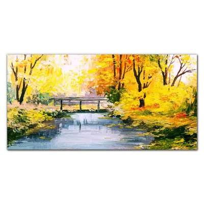 Produktbild von Coloray Bild aus Leinwand 120x60 Leinwand Dekoration - Wald-Fluss-Brücke Natur