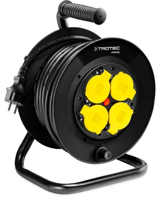 Produktbild von TROTEC Kabeltrommel PVD1EU / 20 m Kabel IP44-Gestell, selbstschließende KlappdeckelFlexible Stromverteilung to go - geeignet für drinnen und draußen