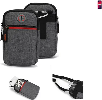 Produktbild von K-S-Trade Holster Gürtel Tasche kompatibel mit Huawei P20 Pro Dual-SIM Handy Tasche Schutz Hülle grau Zusatzfächer 1x