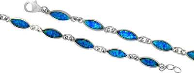 Zdjęcie produktu dla Bransoletka F 925/- srebro próby 925 18,5+1 cm biały syntetyczny opal niebieski 025260087-19