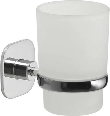 Immagine prodotto di Portaspazzolini vetro/acciaio  inox cromato | Timo