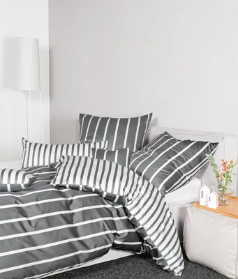 Produktbild von Janine Design Mako-Satin-Bettwäsche-Garnitur 39028 modernclassic Farbe anthrazit Größe 155x200+80x80
