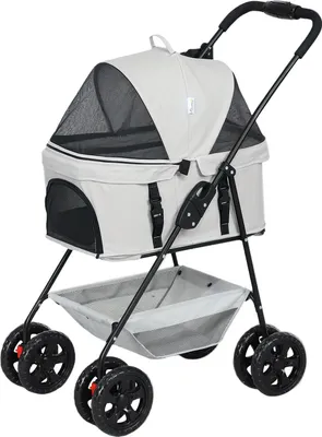 Immagine prodotto di Passeggino per cani 3 in 1 passeggino per cani pieghevole, borsa da trasporto pieghevole con portabevande, passeggino per cani, passeggino per gatti con ruote a 360° passeggino per gatti per cani mini sotto i 4 kg, grigio chiaro