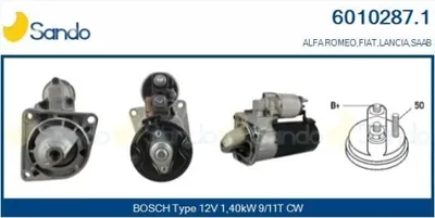 Produktbild von SANDO 6010287.1 Starter Anlasser 1,40kW für FIAT GRANDE PUNTO (199) 12V