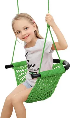 Image de Balançoire Enfants Outdoor Siège de balançoire Respirant Hauteur réglable Vert