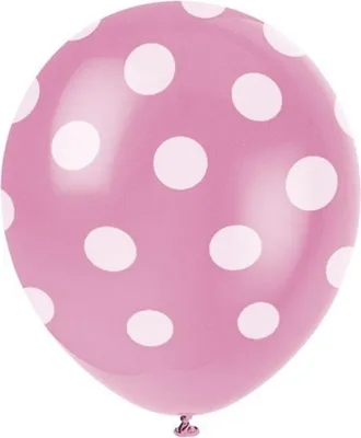 Zdjęcie produktu dla 6 balonów różowych w białe kropki
