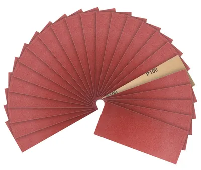 Obrázok produktu pre Sada brúsneho papiera, 24 kusov, zrniteľnosť 100, rozmer 23 x 9 cm, vhodná na hrubé aj jemné brúsenie