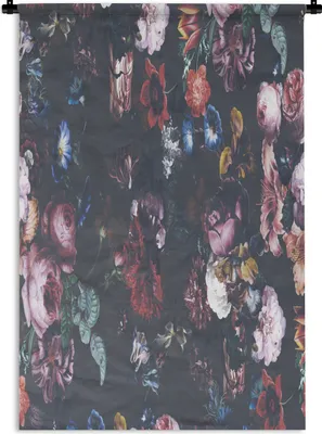 Produktbild von MuchoWow® Wandteppich Wandbehang Blumen - Flora - Farben 90x135 cm Tapisserie Dekoration Wandtuch - Baumwolle - Wandskulptur
