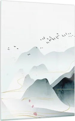 Produktbild von Bilder auf glas - Einteilig - Berge Vögel Modern - 50x70cm - Glasbilder - Wandbilder - Bilder - zum Aufhängen bereit - Wanddekoration aus Glas - Glas Bilder - Wandbild auf Glas - GPA50x70-4822