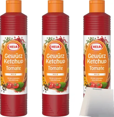 Produktbild von Hela Gewürz Ketchup Tomate Mild 3er Pack (3x800ml Tube) + usy Block