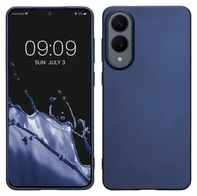 Produktbild von kwmobile Handyhülle für Samsung Galaxy S25 Edge Hülle - Silikon Case metallisch schimmernd - Schutzhülle Cover - Metallic Blau