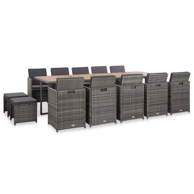 Produktbild von vidaXL 15-tlg. Garten-Essgruppe mit Auflagen Poly Rattan Anthrazit