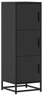 Image de Meuble haut noir, dimensions 35,5 x 35 x 106,5 cm, fabriqué en panneaux de particules et en métal
