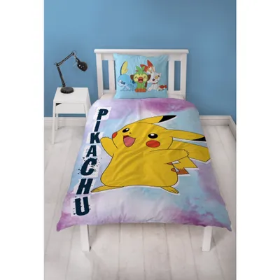 Produktbild von Wendebettwäsche-Set – POKÉMON – Pikachu – Mikrofaser – 1 Bettbezug 140 x 200 cm + 1 Kissenbezug 63 x 63 cm