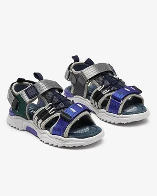 Produktbild von Marineblaue und graue Kindersandalen mit Klettverschluss Meteris - Schuhe, Größe 30