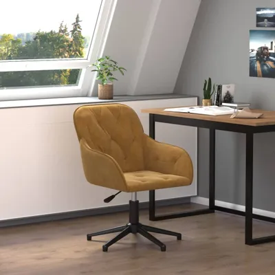 Image de The Living Store Chaise de bureau pivotante Marron Velours