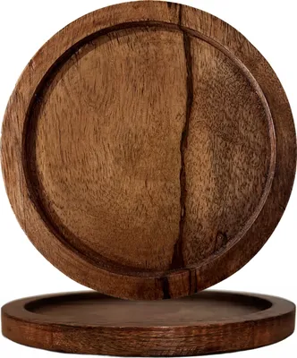 Produktbild von Marrakesch Tablett aus echtem Akazienholz Rund 15 cm für Indoor Outdoor | einsetzbar als Pflanzentopf-Untersetzer Kerzenteller Schlüsselablage Serviertablett oder Schmucktablett