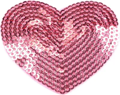 Produktbild von Aufbügler 1 Pailletten Herz 55x60mm zum Aufnähen Aufbügeln, Farbe:rosa