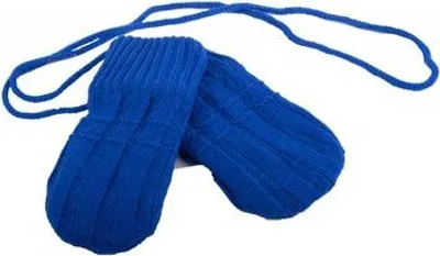 Produktbild von Baby-Fäustlinge Ohne Daumen mit Schnur - Strickmuster - Hellblau - 0-1 Jahr