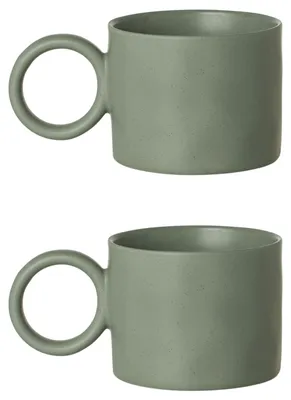 Produktbild von ESTIA Kaffeebecher Becher 2er Set Teebecher 400 ml grün aus Porzellan
