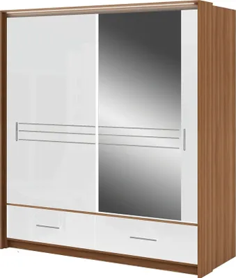 Produktbild von Schwebetürenschrank Rotterdam, 2-türig Kleiderschrank mit 1 Spiegel, Moderne Garderobe, Schrank in Größe: 215 x 200 x 61 cm