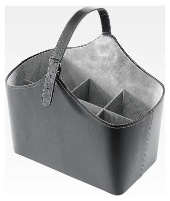 Produktbild von Flaschenkorb Zeitungskorb Kaminkorb - Kunstleder - grau - 38x22x21/40 cm