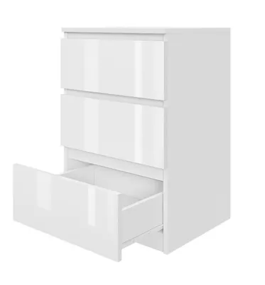 Produktbild von Kommode, AVEN 50cm, Schrank 3 Schubladen, Wohnzimmer, Schlafzimmer, weiß lackiert