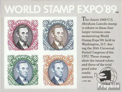 Produktbild von Briefmarken USA 1989 Mi Block21 (kompl.Ausg.) postfrisch Briefmarkenausstellung