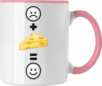 Produktbild von Trendation - Käse Tasse Geschenk für Käse-Liebhaber Fans Lustige Geschenkidee :( + Käse = :) Geburtstag (Rosa)